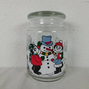 Snowman Christmas Jar Country Inn w Lid Vintage ADGI 1993 Pandas Winter Holiday